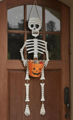 Halloween Skeleton Candy Bucket Door Hanger, By Mud Pie