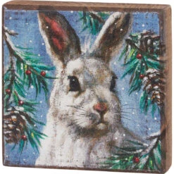 Christmas Bunny Rabbit Winter Block Sign