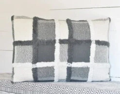 Checkered Pillow, Gray & White