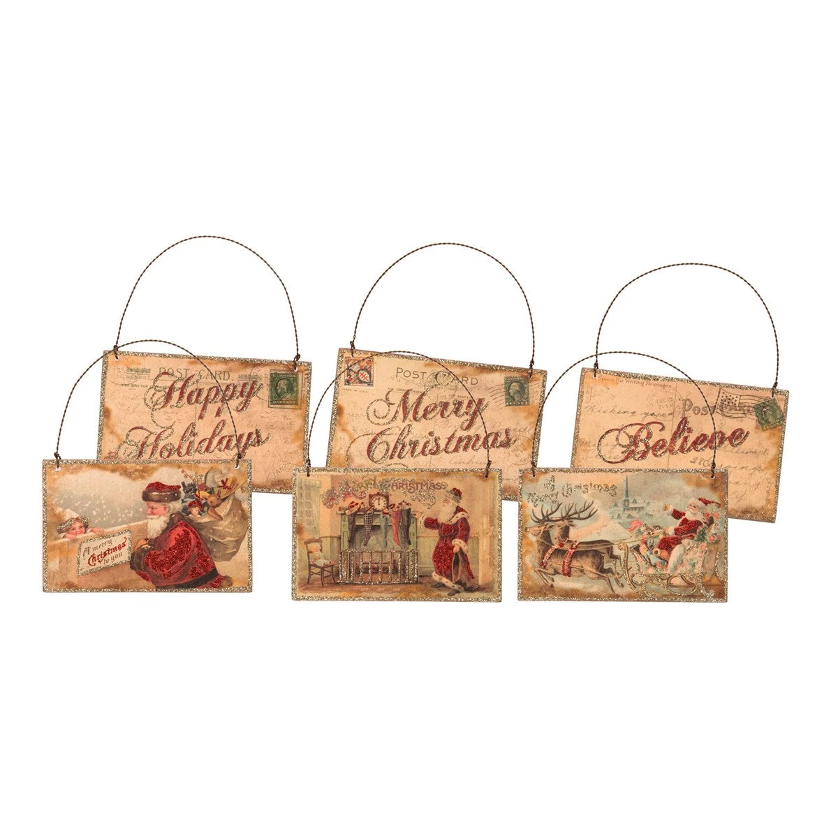 Vintage-Inspired Santa Postcard Double-Sided Christmas Ornament, 3 Style Options 1 Vintage-Inspired Santa Postcard Double-Sided Christmas Ornament, 3 Style Options