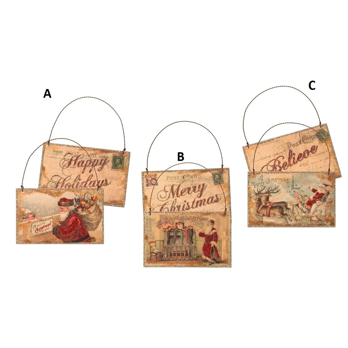 Vintage-Inspired Santa Postcard Double-Sided Christmas Ornament, 3 Style Options 2 Vintage-Inspired Santa Postcard Double-Sided Christmas Ornament, 3 Style Options - Image 2