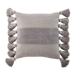 Gray Tassel Pillow By Mud Pie