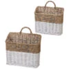 Two-Tone Wicker Wall Basket, White-Dipped, 2 Size Options