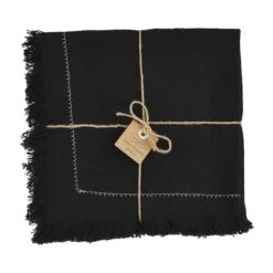 Black Fringe Napkin, Set Of 4 By Mud Pie