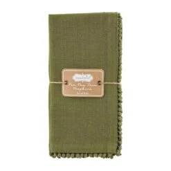 Pom Napkin Set, Sage Green By Mud Pie
