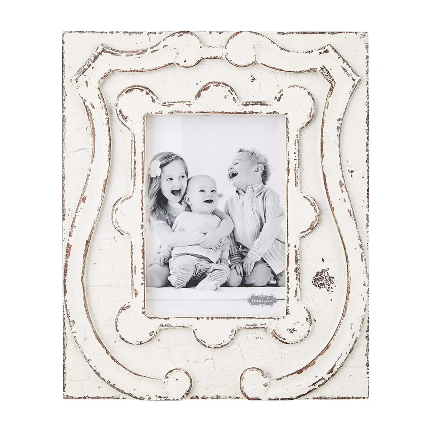 Antiqued Crest Picture Frame, 2 Size Options By Mud Pie 2 Antiqued Crest Picture Frame, 2 Size Options By Mud Pie - Image 2