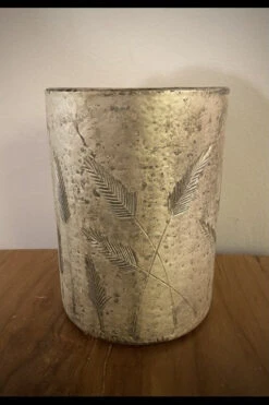 Harvest Etched Glass Hurricane Lantern Candle Holder