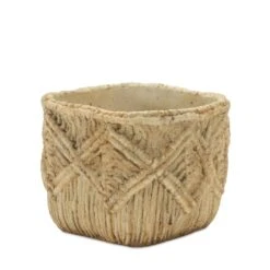 Woven-Look Cement Pot, 2 Size Options -Home Decor Shop 85045 2