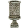 Distressed Hurricane Candle Holder, Seafoam & Rust