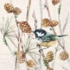 Bird On Branch Winter Pinecone Branch Paper Cocktail Napkin Pack