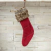 Red Plaid Flannel Stocking With Fur Cuff