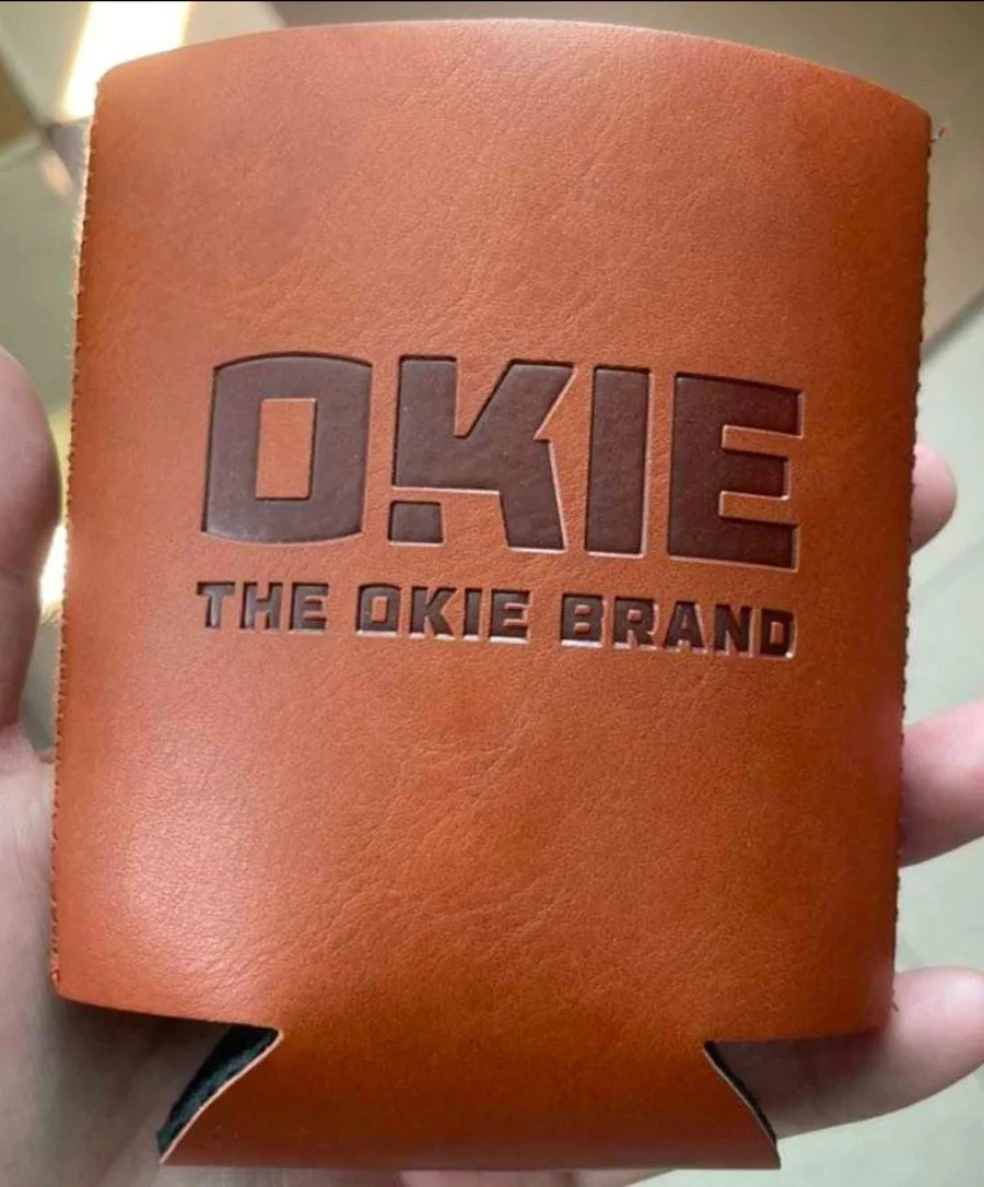 The Okie Brand Hat, Faux Leather Can Cooler Sleeve Holder 2 The Okie Brand Hat, Faux Leather Can Cooler Sleeve Holder - Image 2