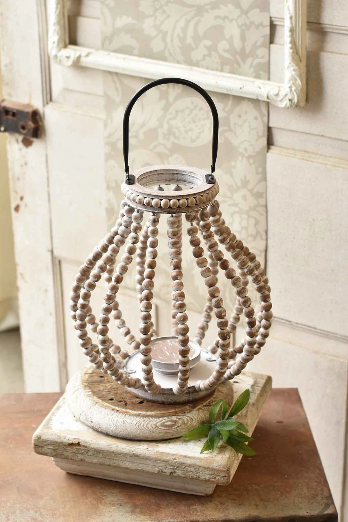 Amalfi Beaded Lantern, 13.75" 1 Amalfi Beaded Lantern, 13.75"