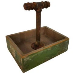 Painted Wood Folk Art Caddy With Pipe Handle By Porch View Home -Home Decor Shop PHDEAC220053 2