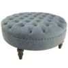 Nail Head Trimmed Tufted Round Ottoman By Porch View Home (Special Order Available - Pick Up Only)