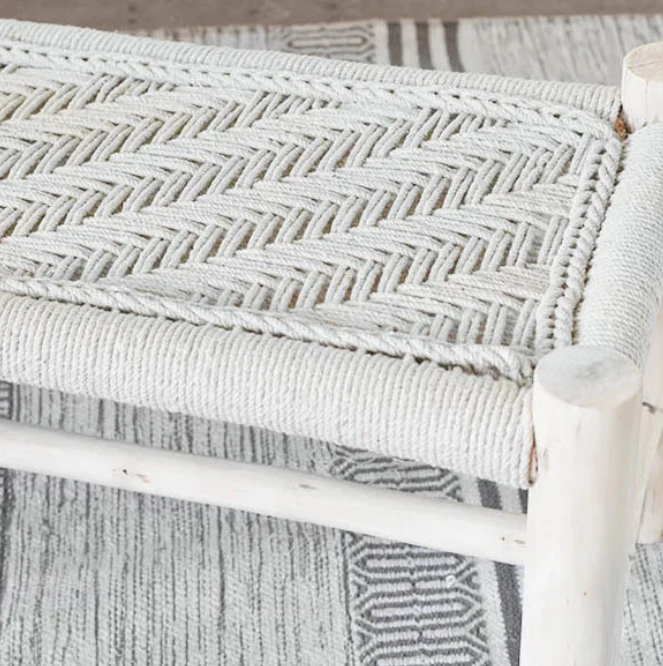 Woven Top Wood Bench (Pick Up Only) 2 Woven Top Wood Bench (Pick Up Only) - Image 2