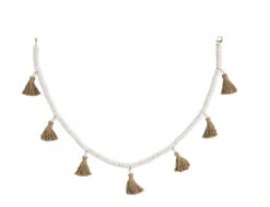 60" Beaded Tassel Garland, White By Mud Pie