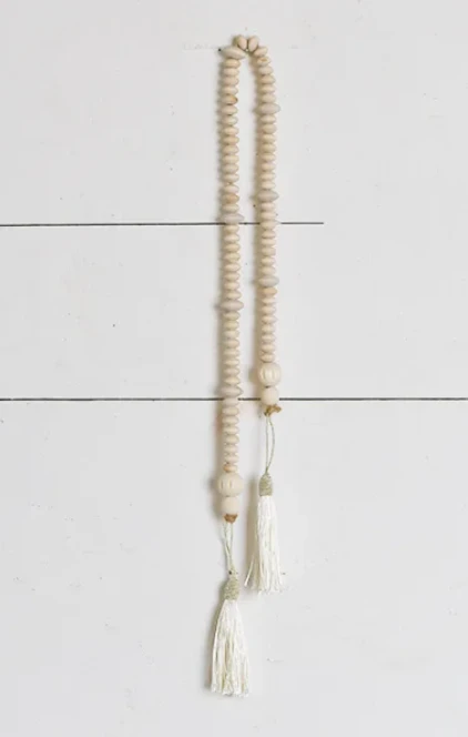 36" Natural Bead Wood Garland 1 36" Natural Bead Wood Garland
