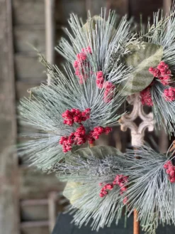 Icy Cinnabar Pine Candle Ring, 13" 7 Icy Cinnabar Pine Candle Ring, 13" -Home Decor Shop XBR80132 scaled