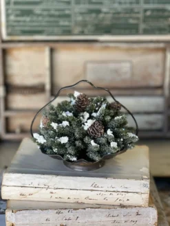 Snowy Mini Pinecone Half Sphere, 7” -Home Decor Shop XG816702 scaled
