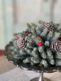 Icy Mini Pinecone With Berry Half Sphere, 7” 11 Icy Mini Pinecone With Berry Half Sphere, 7” -Home Decor Shop XG816713 scaled