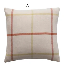 Cotton Flannel Pillow With Pattern, Cream & Rust, 2 Style Options -Home Decor Shop a 0de0f902 f356 496d a6bc e8e48f71272e