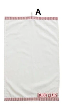 "Mommy Claus / Daddy Claus" Embroidery & Stripes Kitchen Towel, White & Red, 2 Style Options -Home Decor Shop a 20e94482 ba7e 47df 949f 501a44b16e9b