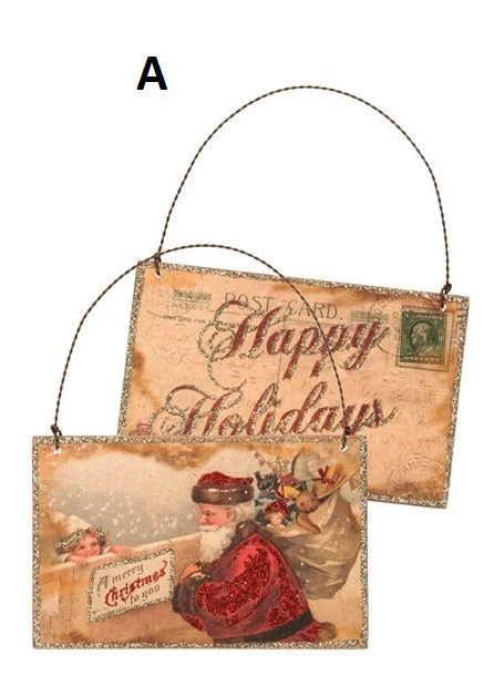 Vintage-Inspired Santa Postcard Double-Sided Christmas Ornament, 3 Style Options 3 Vintage-Inspired Santa Postcard Double-Sided Christmas Ornament, 3 Style Options - Image 3