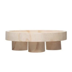 Decorative Paulownia Wood Footed Tray, Natural
