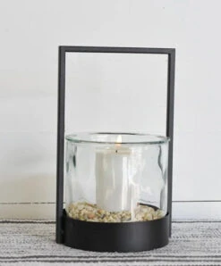 Metal & Glass Wind Light Candle Holder (Pick Up Only)