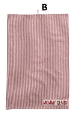 "Mommy Claus / Daddy Claus" Embroidery & Stripes Kitchen Towel, White & Red, 2 Style Options -Home Decor Shop b a899b17f a6d0 4a9b 9dfe dbbbd6ac0f8a