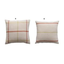Cotton Flannel Pillow With Pattern, Cream & Rust, 2 Style Options -Home Decor Shop cf3516a 2 1