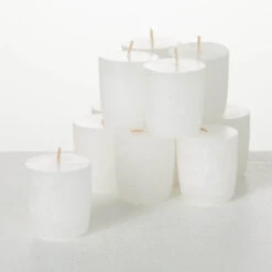 Timber Votive Candles, White, Bag Of 12 -Home Decor Shop cv1616wh 3