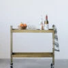 Metal 2-Tier Bar Cart On Casters, Antique Brass Finish (Pick Up Only)