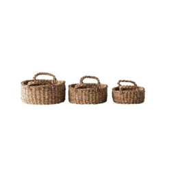 Oval Natural Woven Seagrass Basket With Handles, 3 Size Options