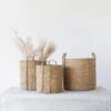 Hand-Woven Seagrass Baskets With Handles, Natural, 3 Size Options