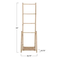 Decorative Bamboo Folding Ladder With Bottom Shelf, Natural (Pick Up Only) -Home Decor Shop df4018 6