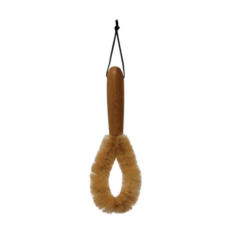 Bamboo Brush With Leather Tie, Natural 1 Bamboo Brush With Leather Tie, Natural