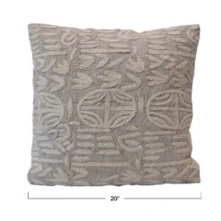 Cotton & Jute Appliqued Pillow, Beige & Cream -Home Decor Shop df4515pmc 3