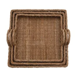 Decorative Hand-Woven Water Hyacinth & Rattan Tray With Handles, 3 Size Options (Pick Up Only) -Home Decor Shop df4656 4