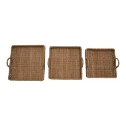 Decorative Hand-Woven Water Hyacinth & Rattan Tray With Handles, 3 Size Options (Pick Up Only) -Home Decor Shop df4656 5