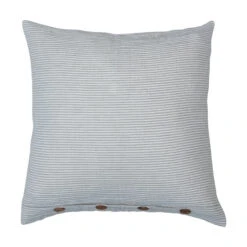 Pillow With Stripes & Wood Buttons, Grey & White