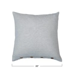 Pillow With Stripes & Wood Buttons, Grey & White -Home Decor Shop df5209 5