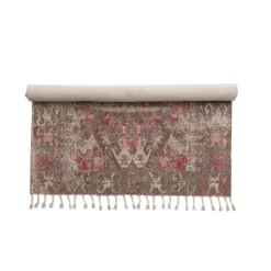 Woven Cotton Distressed Print Rug With Braided Fringe, Multi Color (Pick Up Only) -Home Decor Shop df5605 5 scaled