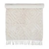 Cotton Tufted Rug With Diamond Pattern & Fringe, Cream (Pick Up Only)