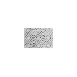 Cotton Tufted Rug With Diamond Pattern, White & Black
