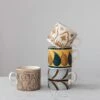 Hand-Painted Stoneware Mug With Pattern, Multi Color, 4 Style Options