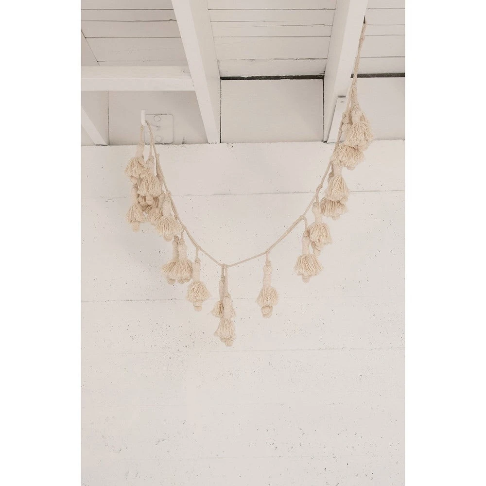 Hand-Woven Cotton Tassel Garland, Cream, 72” 3 Hand-Woven Cotton Tassel Garland, Cream, 72” - Image 3