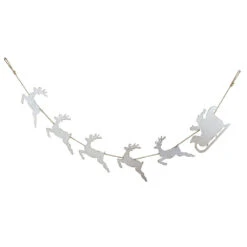 72” Metal Santa With Sleigh & Reindeer Garland