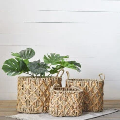 Water Hyacinth Basket With Handles, 3 Size Options
